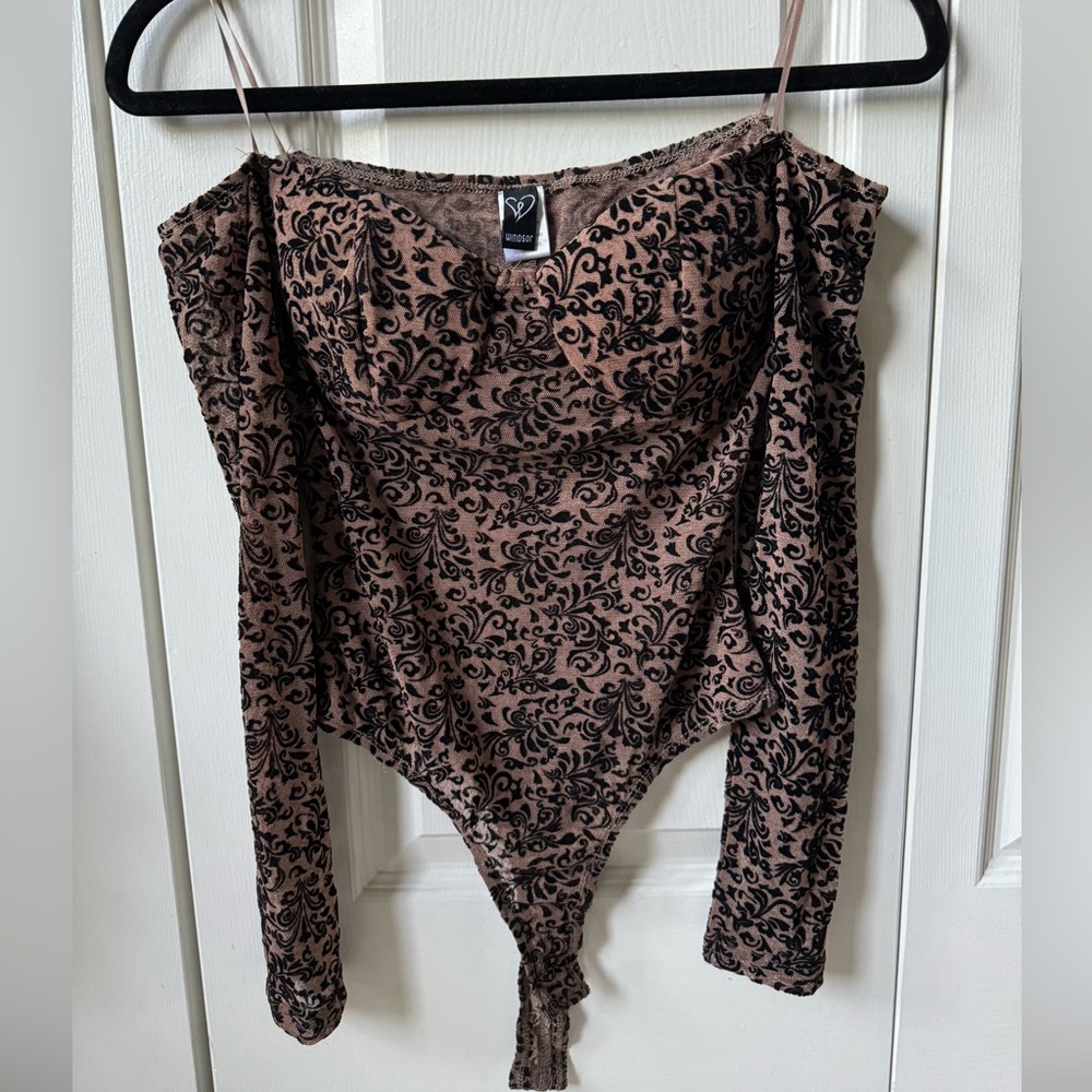 Strapless Long Sleeve Mesh Bodysuit